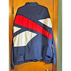 Reebok‎ Track Jacket Mens 2XL Full-Zip Stretch Athletic Blue Logo Red/White
